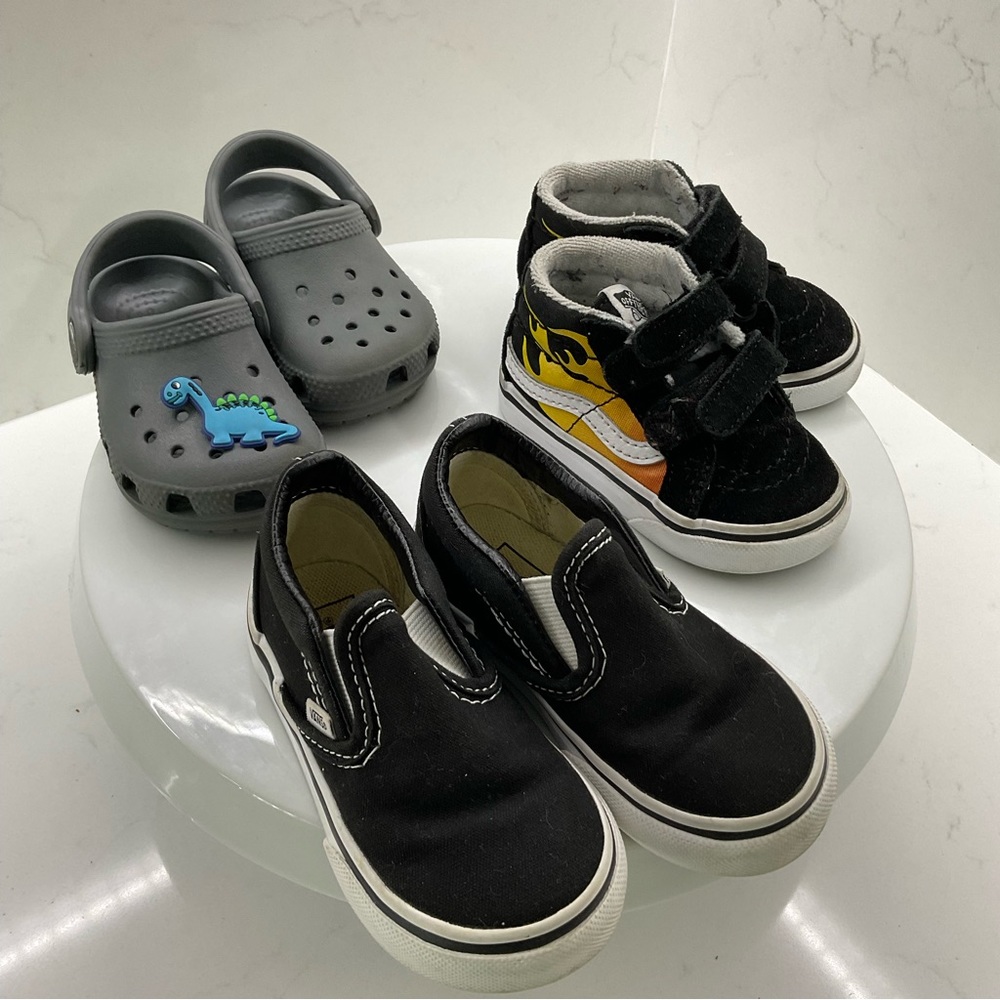 Vans and Croc Toddler shoe lot of three size 4 & 6